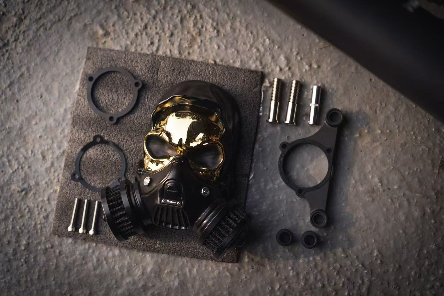 Skull Custom Luftfilter aus Alu-Legierung Black-Gold