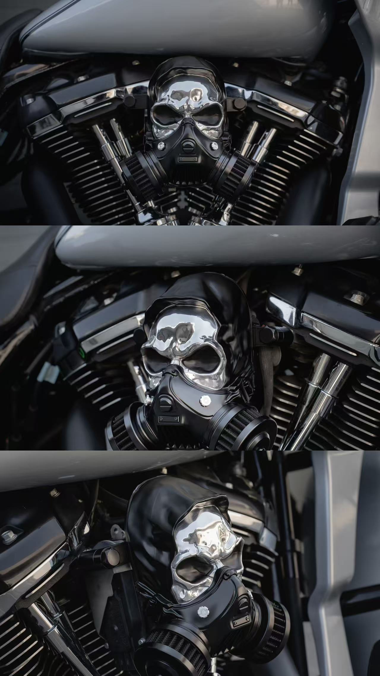 Skull Custom Luftfilter aus Alu-Legierung Black-Silver