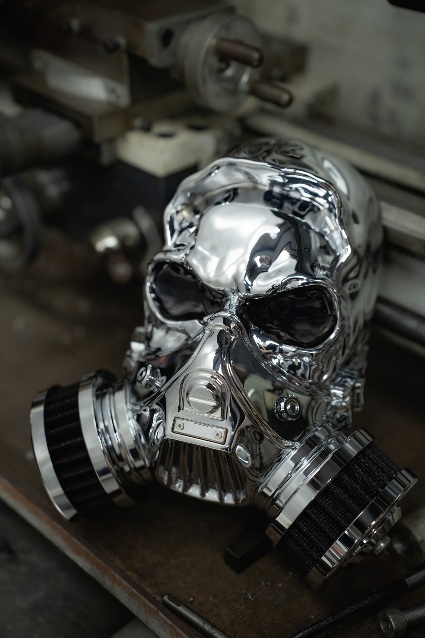 Skull Luftfilter aus Alu-Legierung Chrom