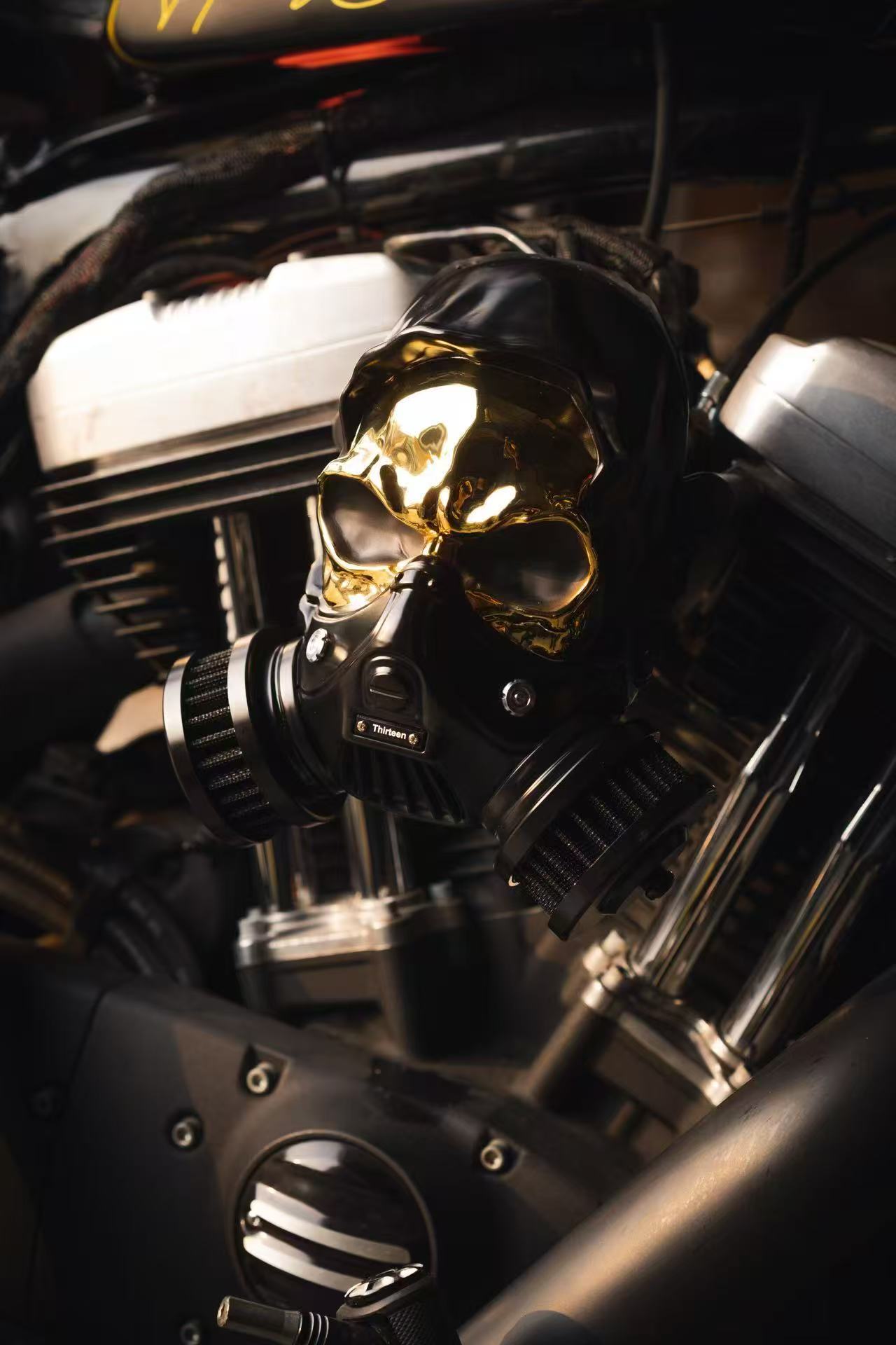 Skull Custom Luftfilter aus Alu-Legierung Black-Gold