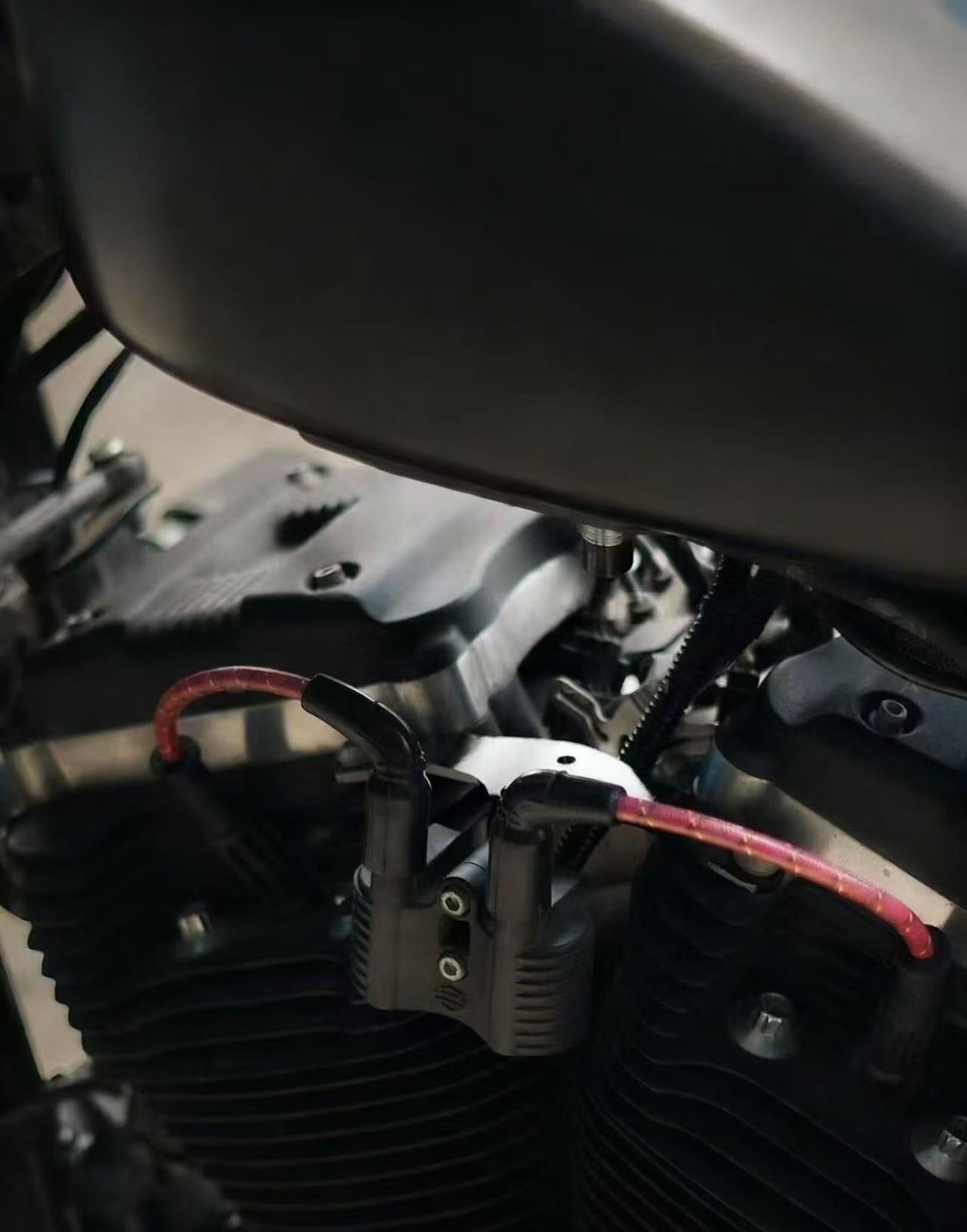 Zündspulenhalter + Zündkabel (Rot mit schwarz und golden Nadel) Set