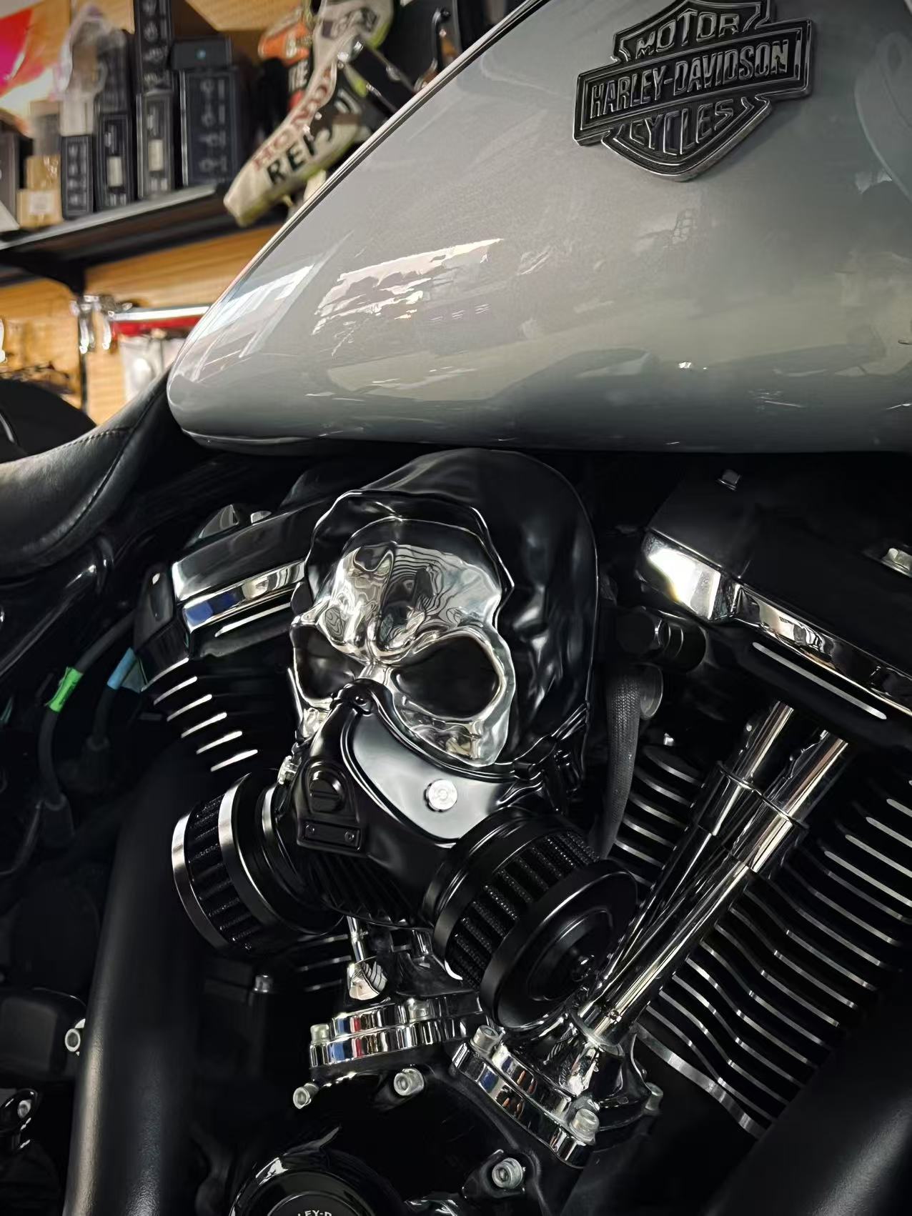 Skull Custom Luftfilter aus Alu-Legierung Black-Silver