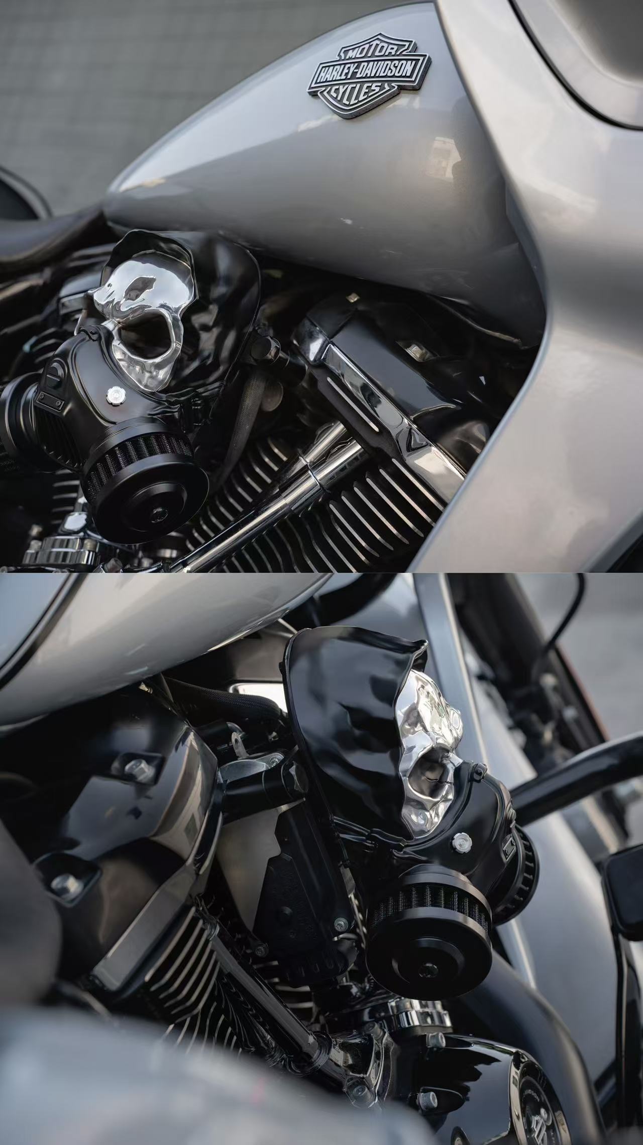 Skull Custom Luftfilter aus Alu-Legierung Black-Silver