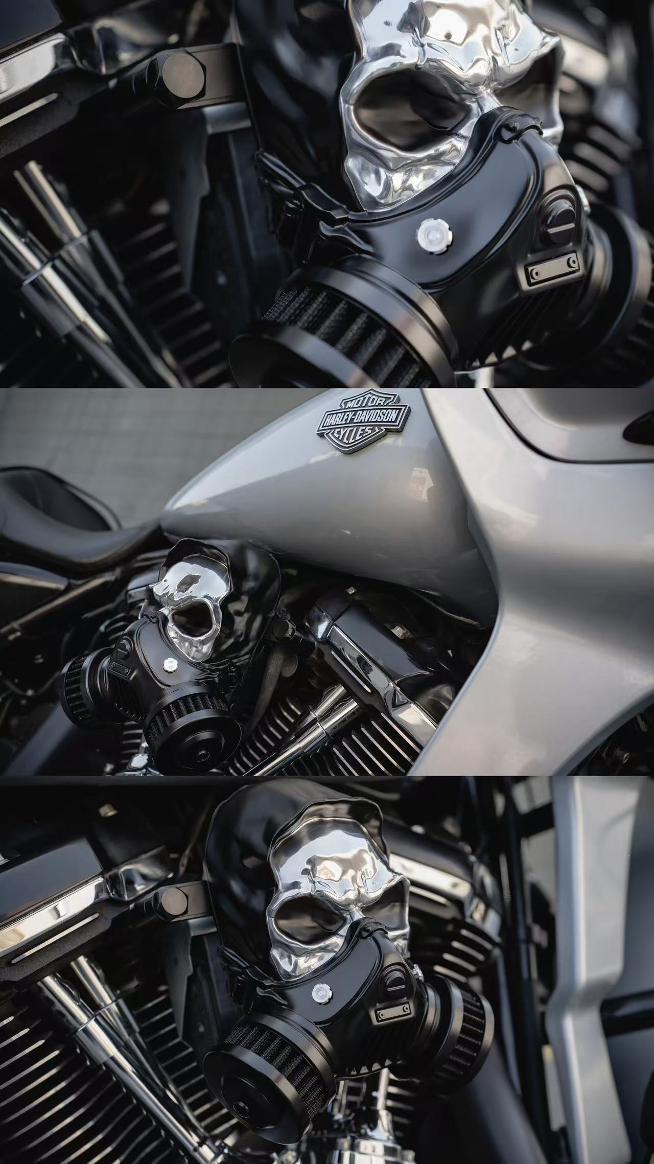 Skull Custom Luftfilter aus Alu-Legierung Black-Silver