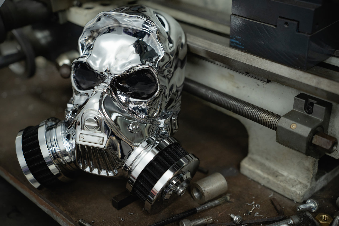 Skull Luftfilter aus Alu-Legierung Chrom