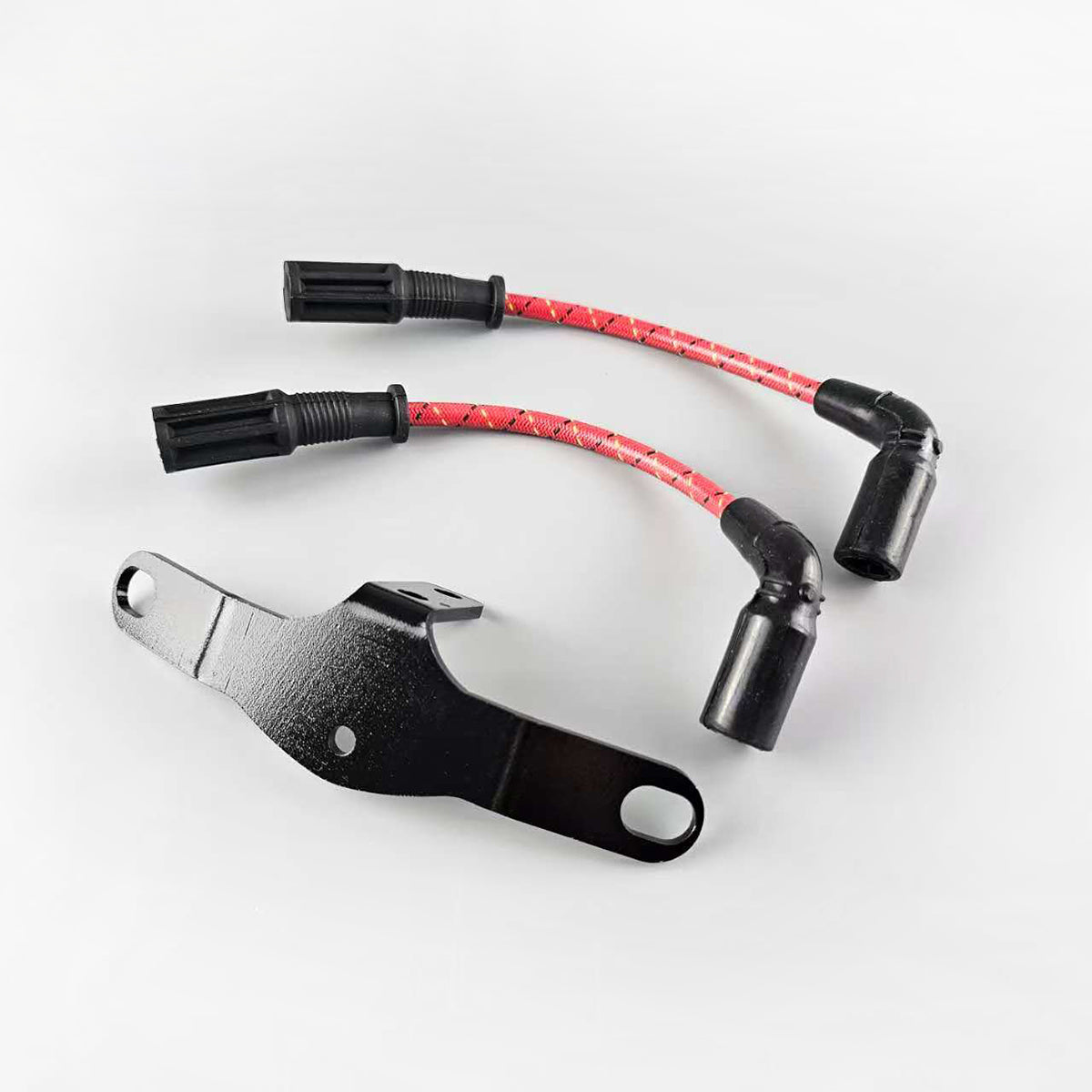 Zündspulenhalter + Zündkabel (Rot mit schwarz und golden Nadel) Set