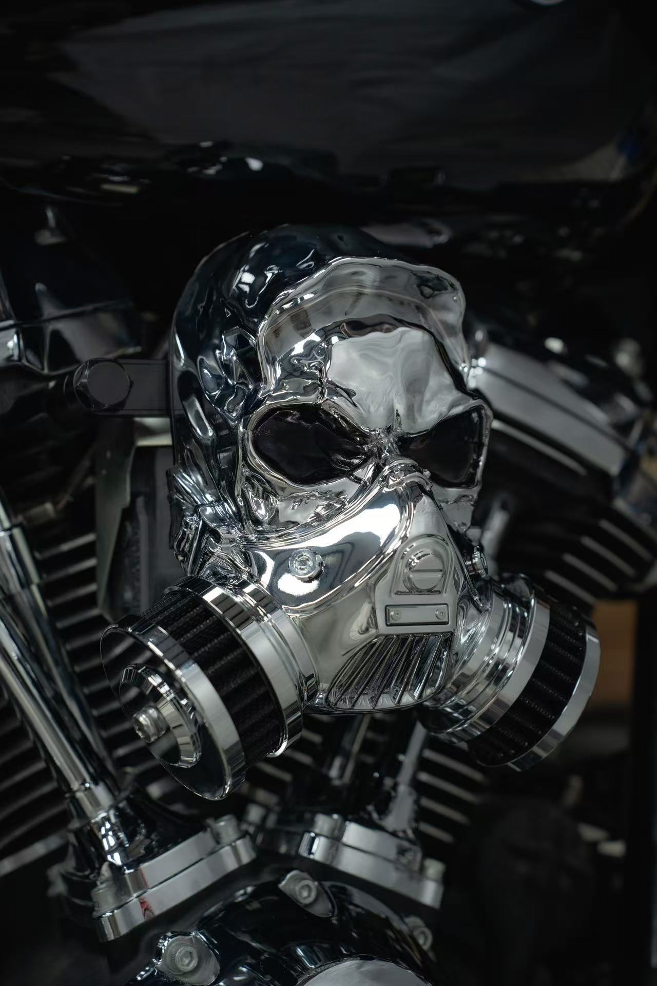 Skull Luftfilter aus Alu-Legierung Chrom