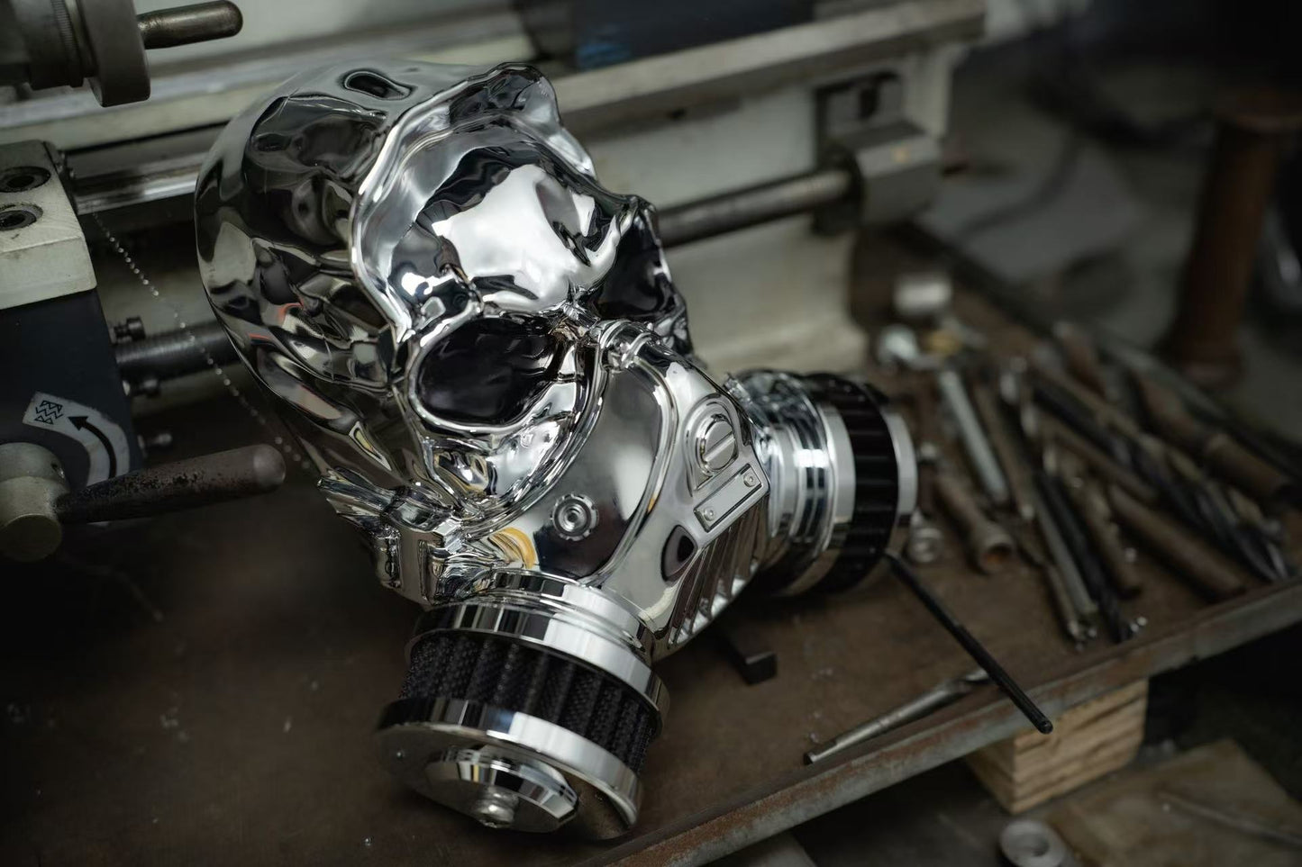 Skull Luftfilter aus Alu-Legierung Chrom