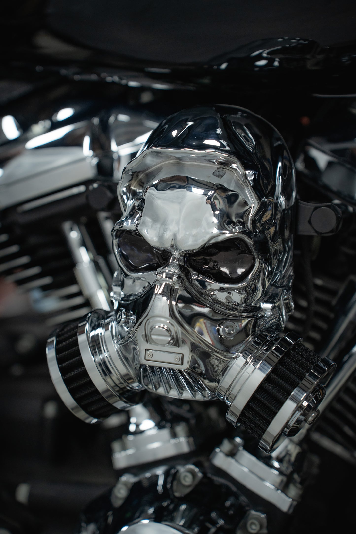 Skull Luftfilter aus Alu-Legierung Chrom