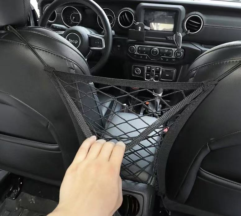 Elastisches Staunetz für Jeep Wrangler JL / Gladiator JT – 3-Layer Organizer Netz Mittelkonsole – Interior Storage