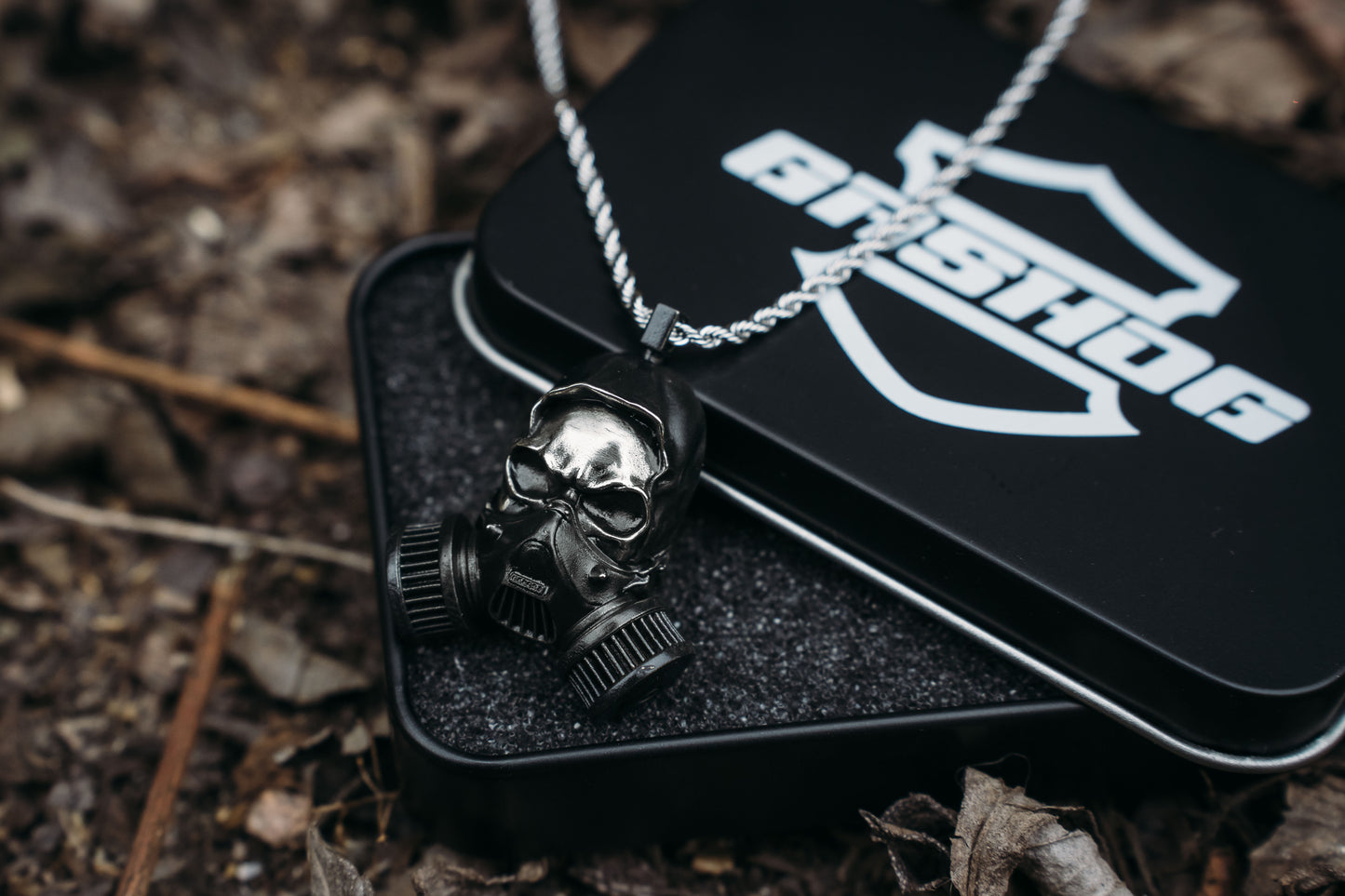 GASHOG Skull Anhänger Kupfer Versilbert mit Kette